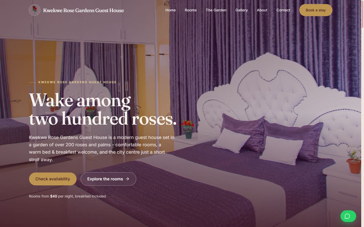 Kwekwe Rose Gardens website
